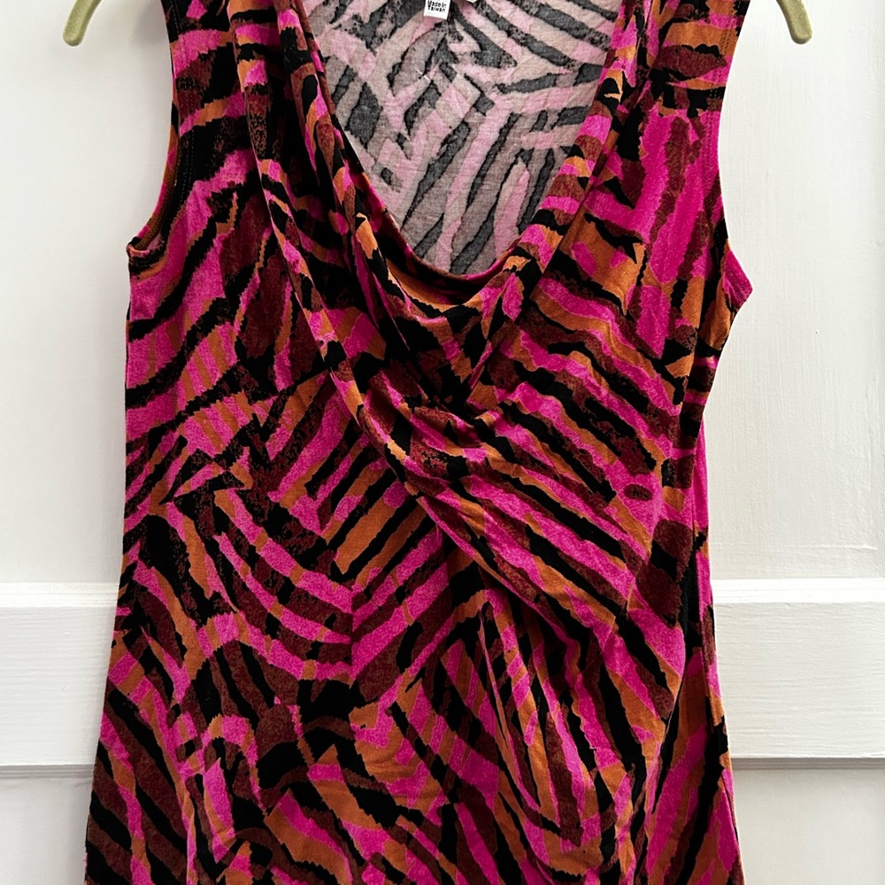 CAbi Pink and Orange Patterned Tank Top